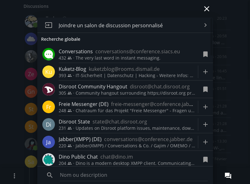 Add chatroom dialog